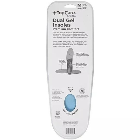NWT TopCare Men's Premium Comfort Insoles Dual Gel - Picture 4 of 9